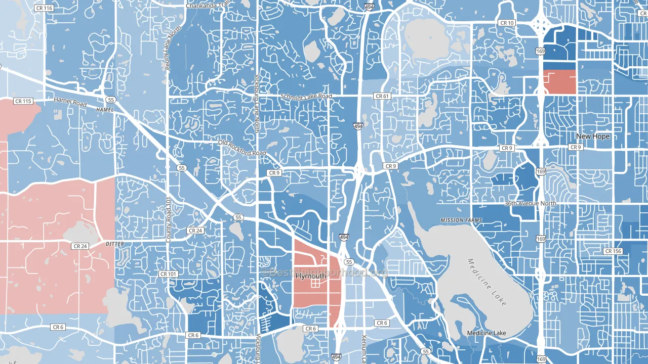 Plymouth, MN block-group political-lean map