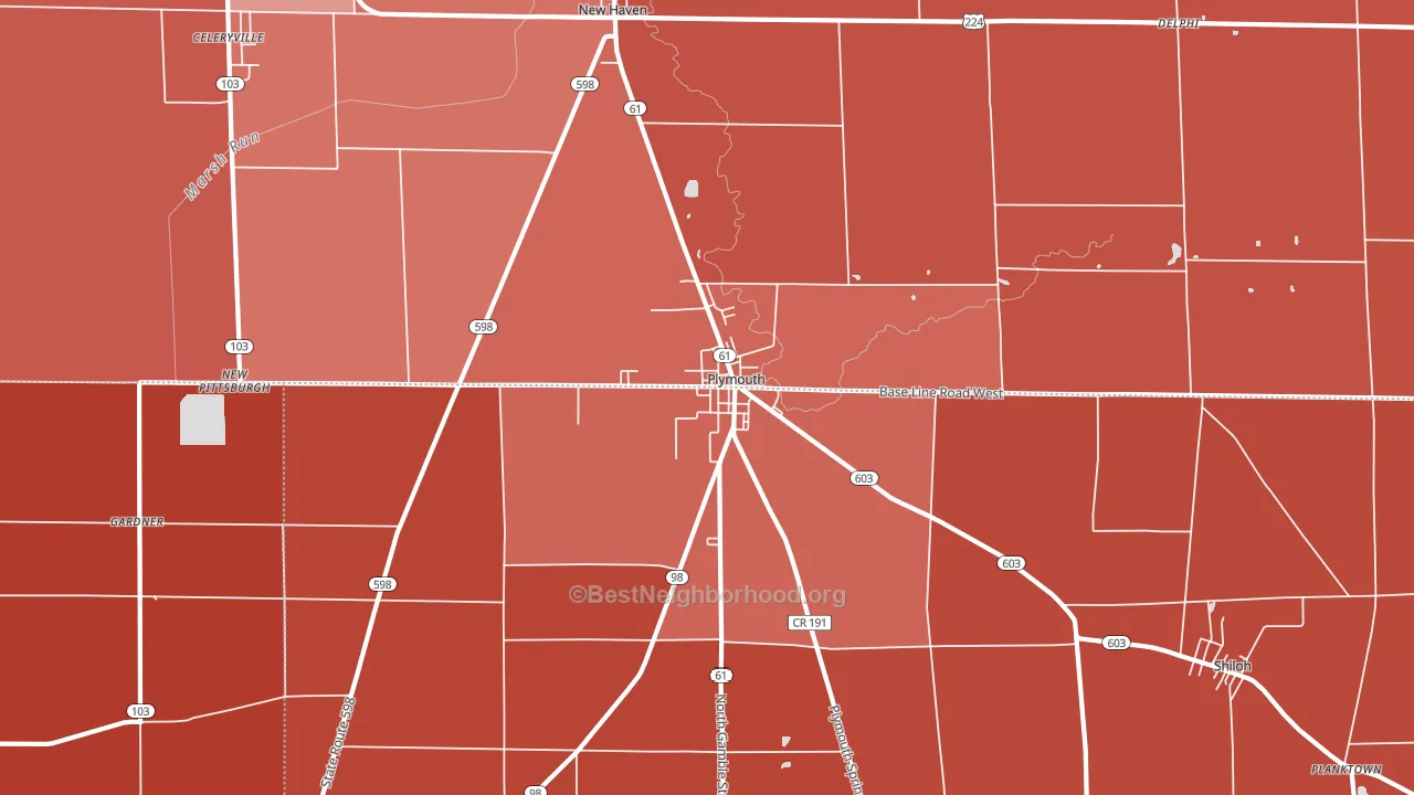 Plymouth, OH block-group political-lean map