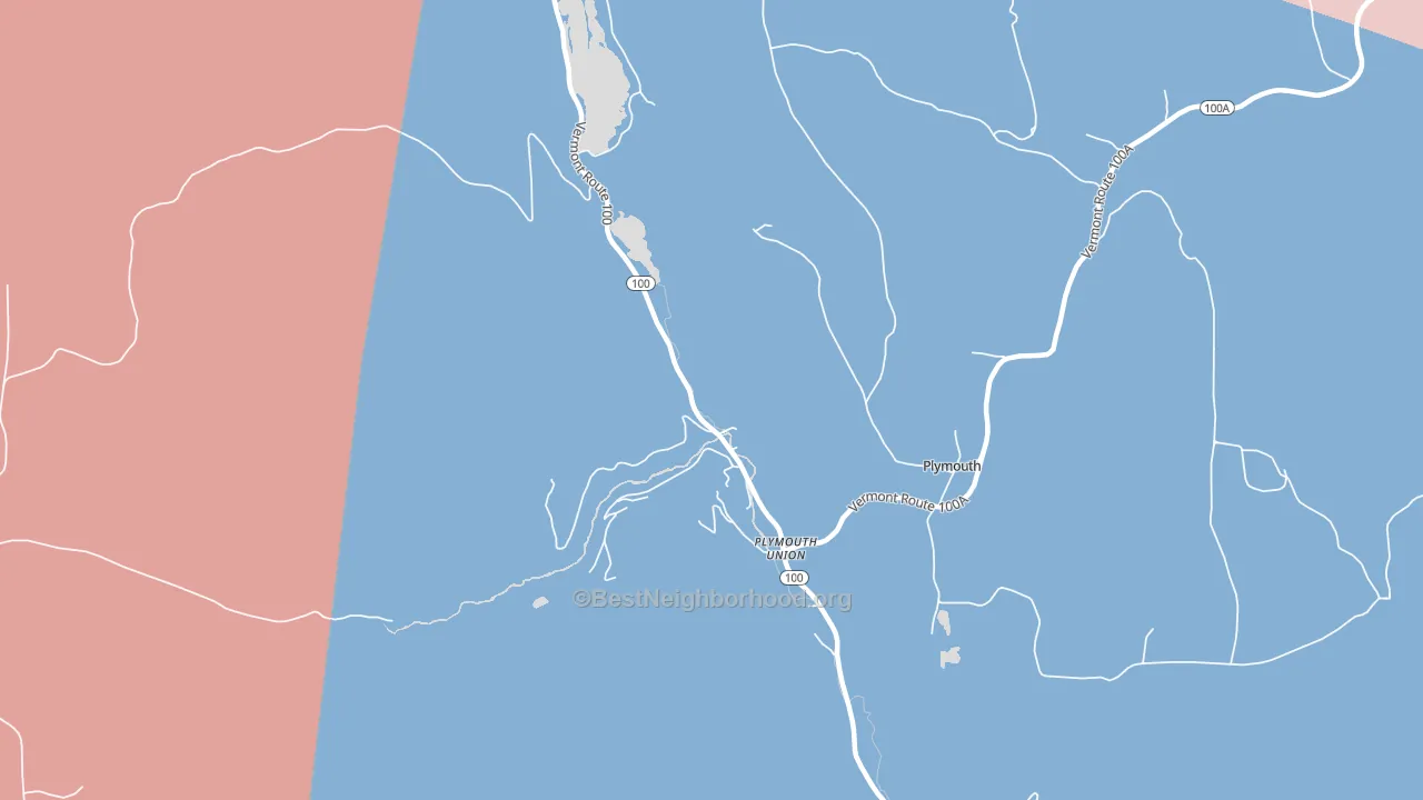 Plymouth Union, VT block-group political-lean map