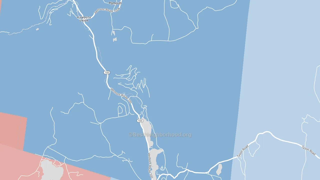 Plymouth, VT block-group political-lean map