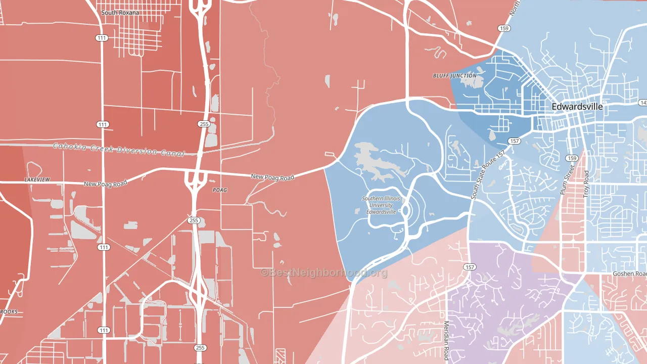 Poag, IL block-group political-lean map