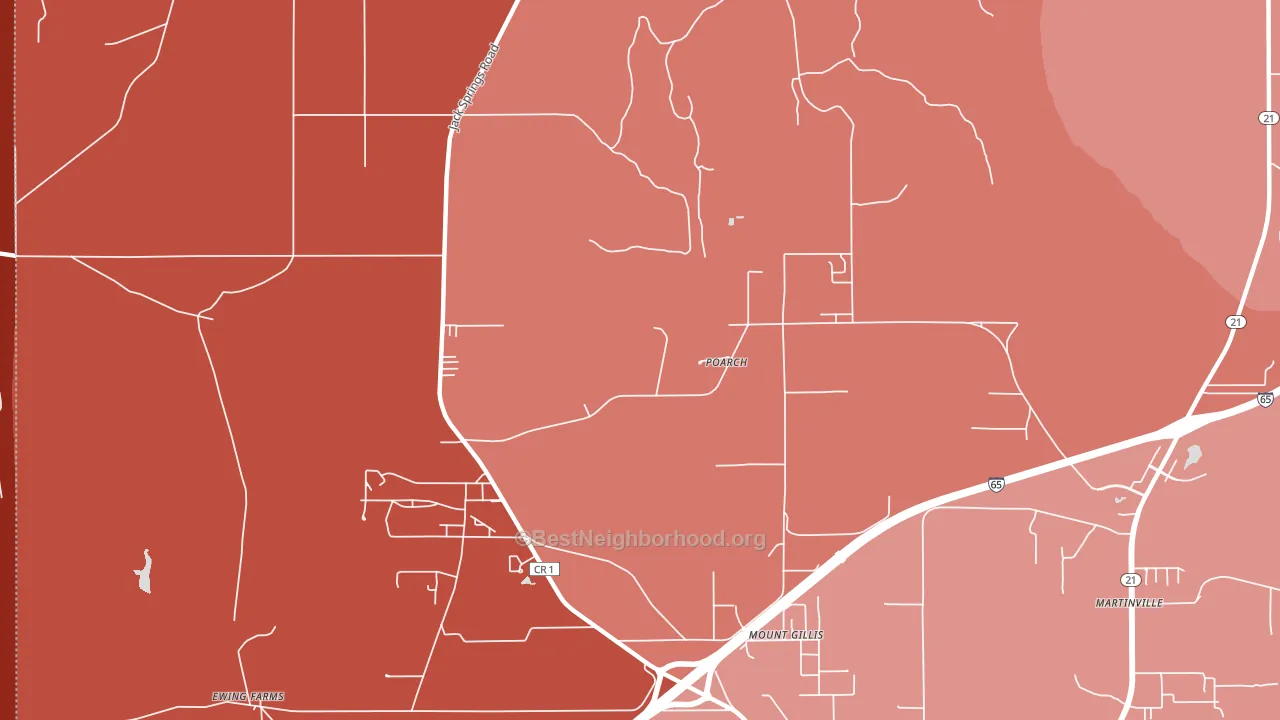 Poarch, AL block-group political-lean map