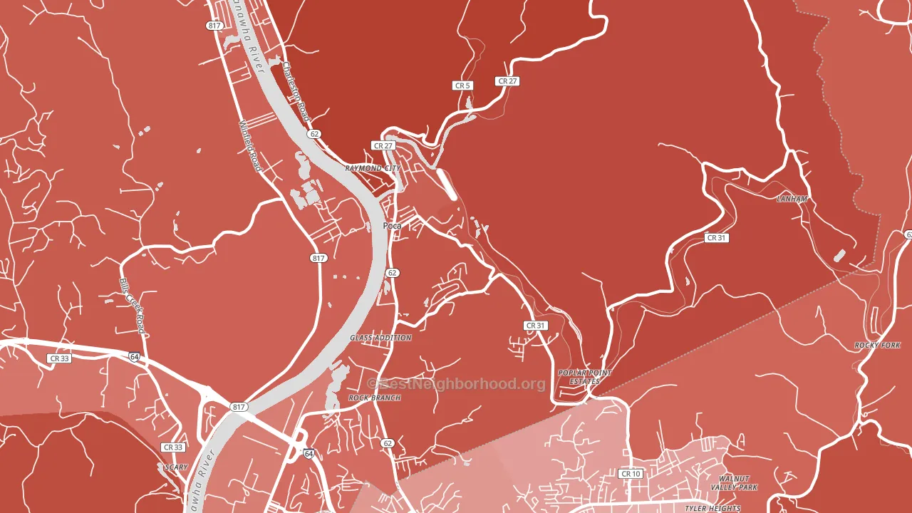Poca, WV block-group political-lean map
