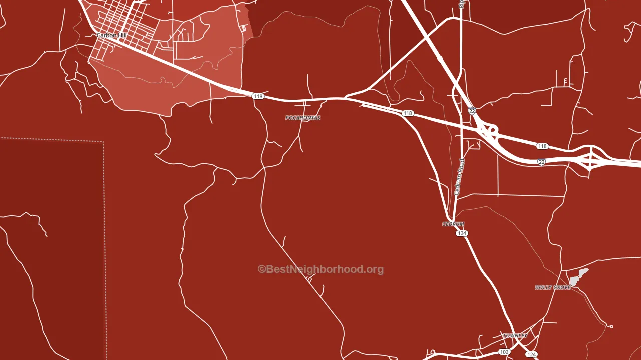 Pocahontas, AL block-group political-lean map