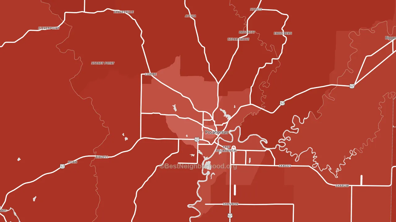 Pocahontas, AR block-group political-lean map