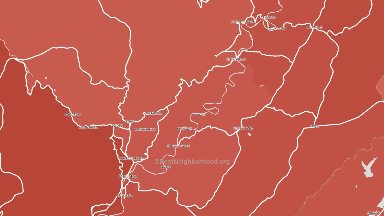 Pocahontas County, WV block-group political-lean map