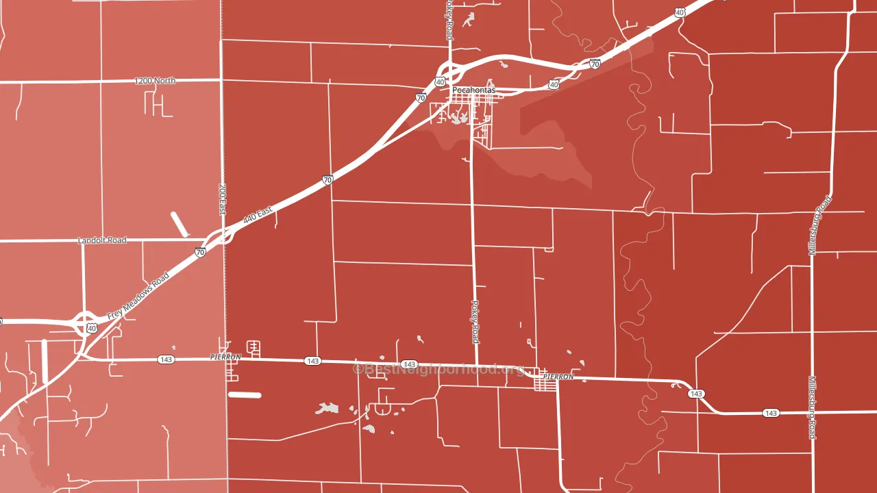 Pocahontas, IL block-group political-lean map