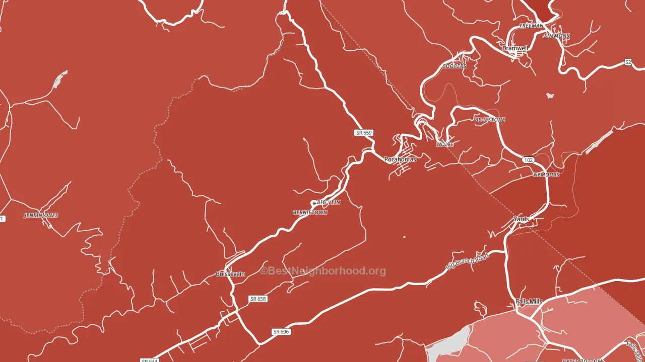 Pocahontas, VA block-group political-lean map