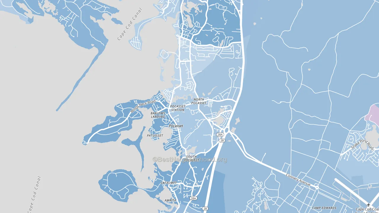 Pocasset, MA block-group political-lean map