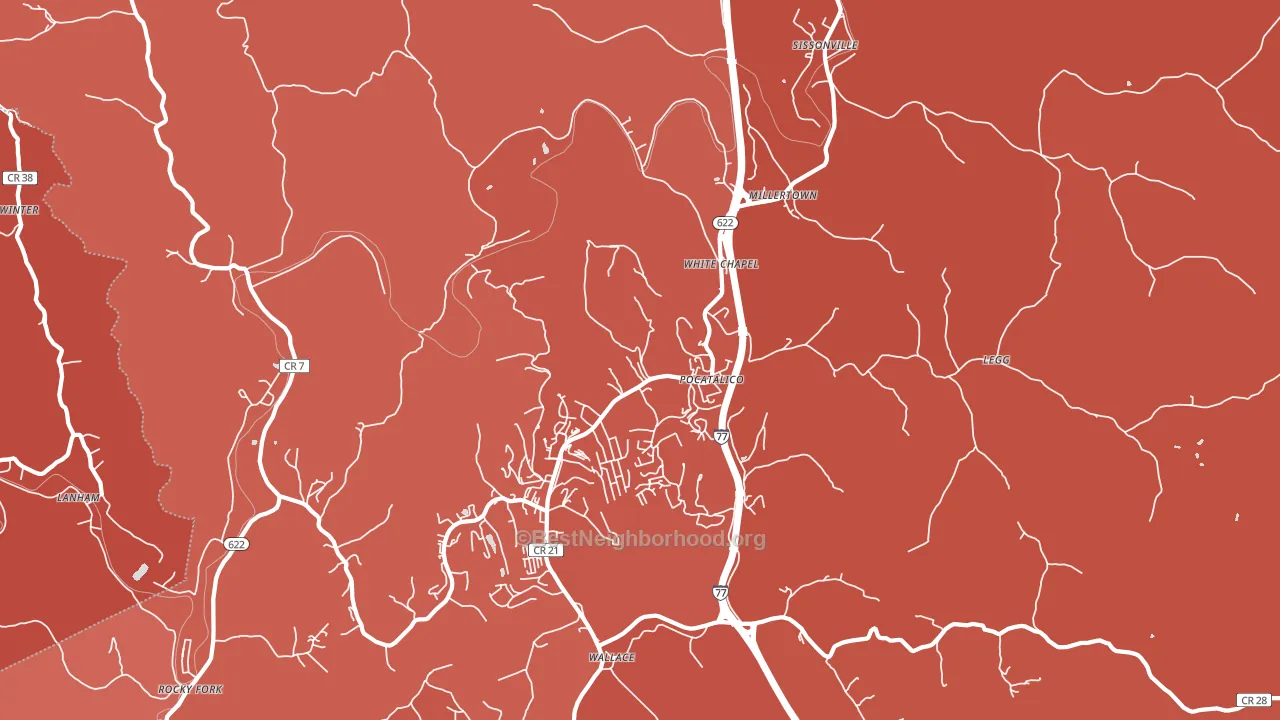 Pocatalico, WV block-group political-lean map