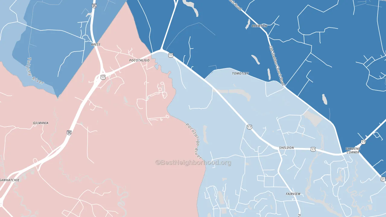 Pocataligo, SC block-group political-lean map