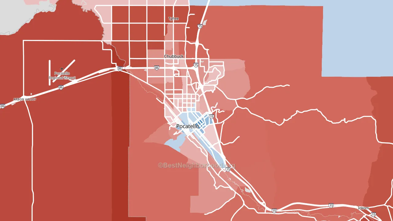 Pocatello, ID block-group political-lean map