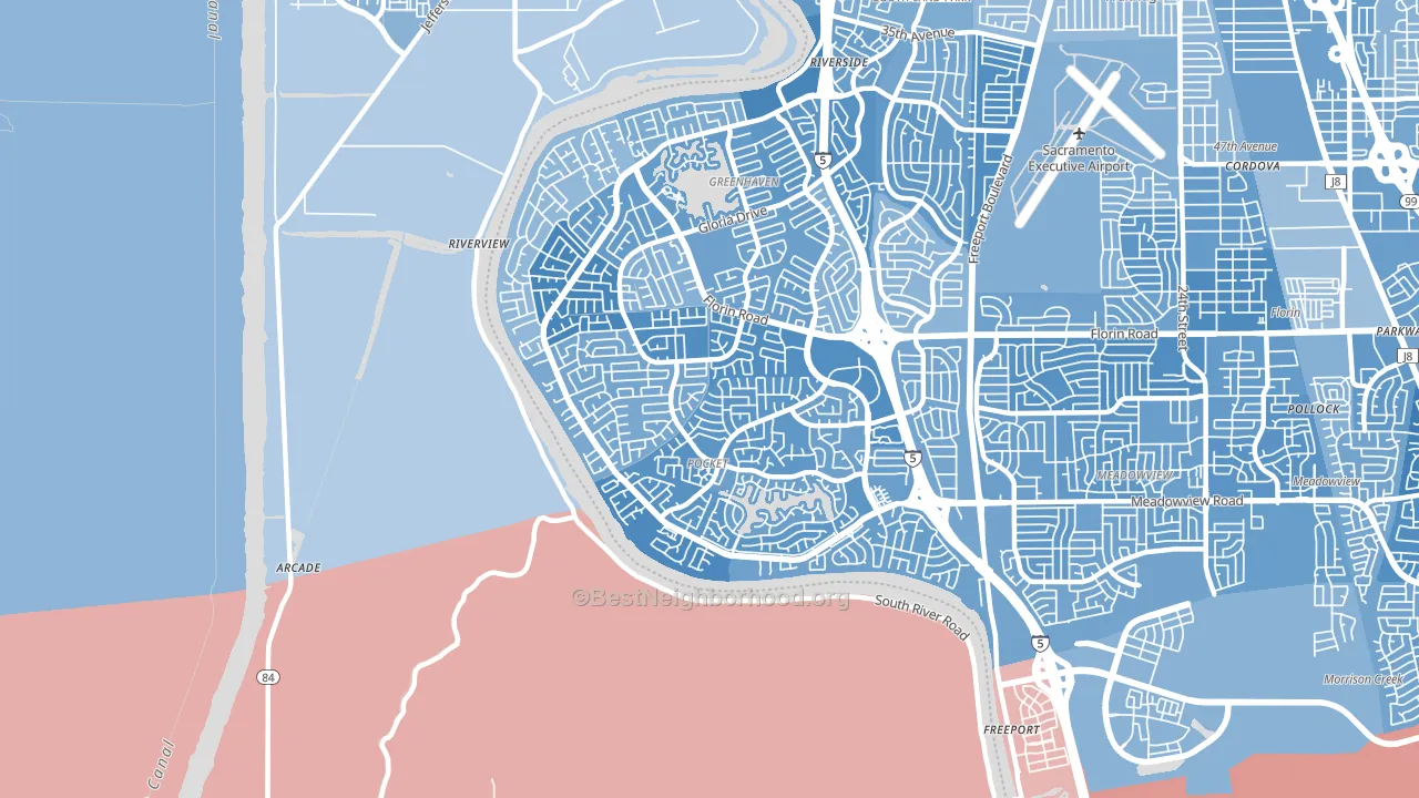 Pocket, Sacramento, CA block-group political-lean map