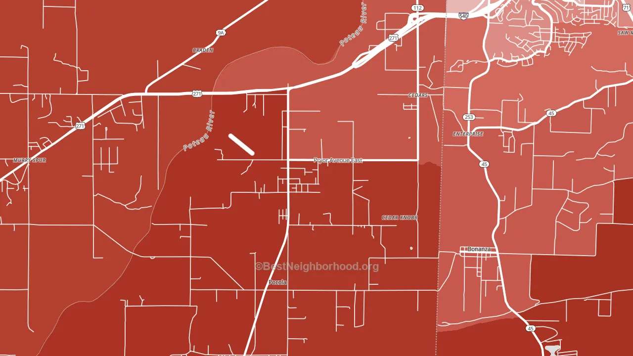 Pocola, OK block-group political-lean map