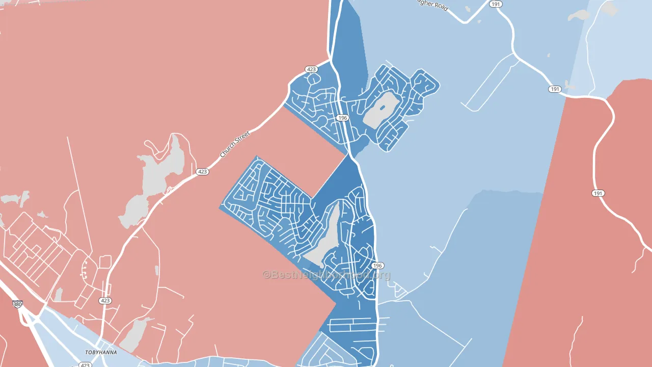 Pocono Country Place, Tobyhanna, PA block-group political-lean map