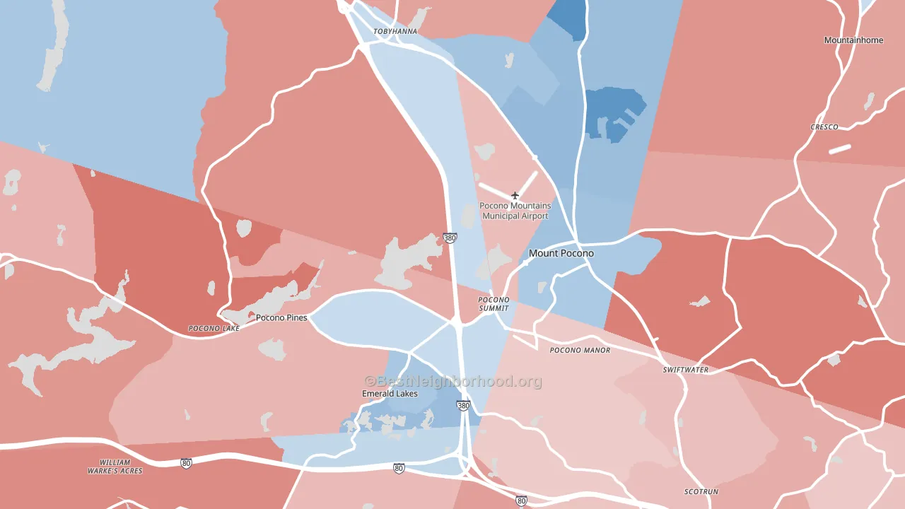 Pocono Summit, PA block-group political-lean map