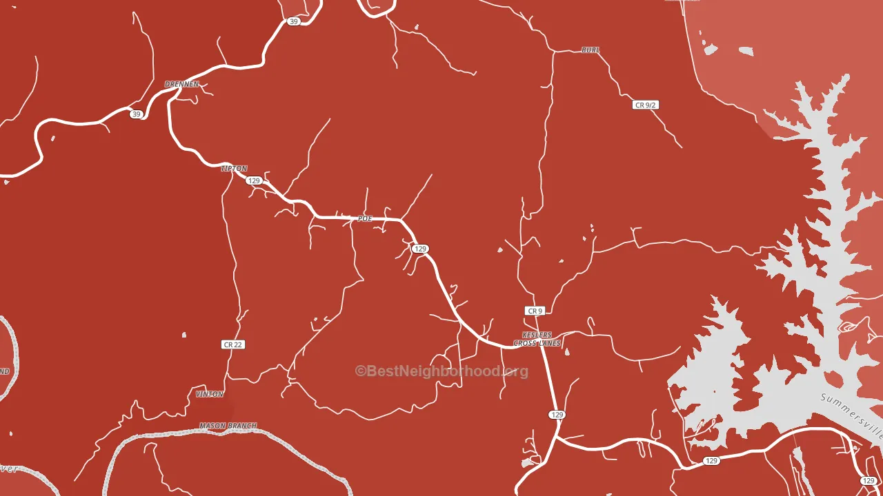 Poe, WV block-group political-lean map