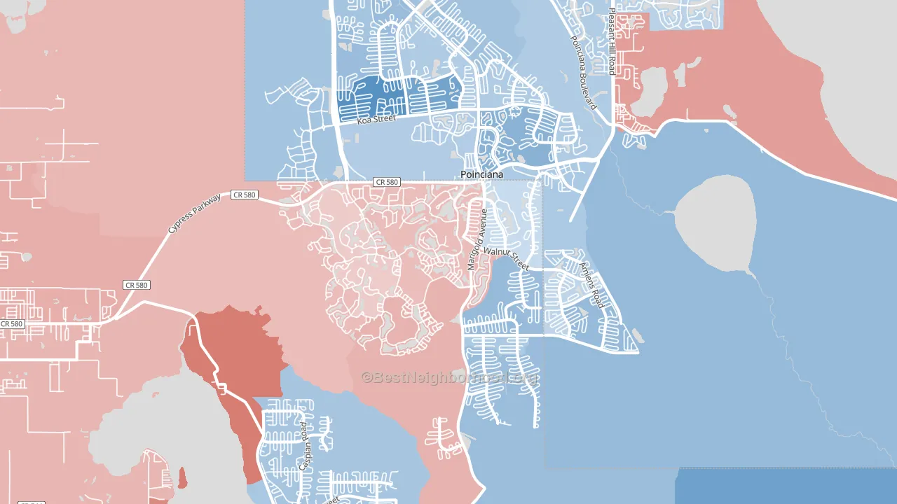 Poinciana, FL block-group political-lean map