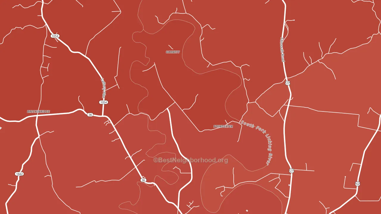 Poindexter, KY block-group political-lean map