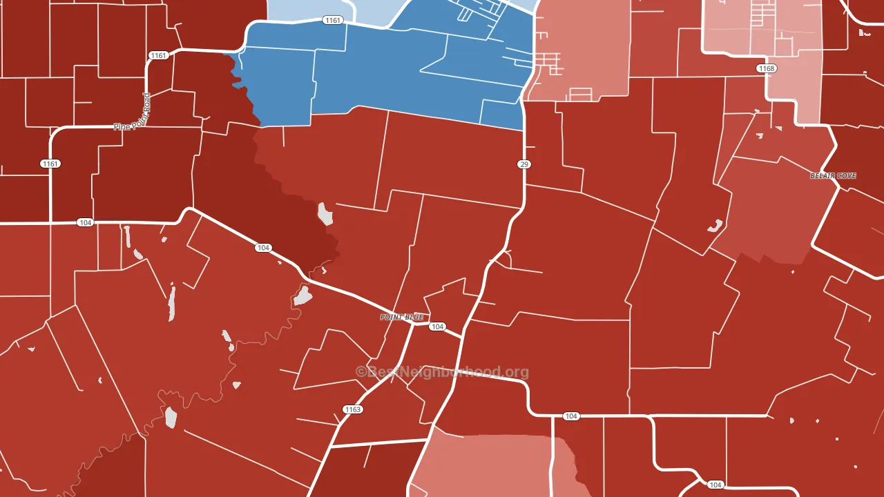Point Blue, LA block-group political-lean map