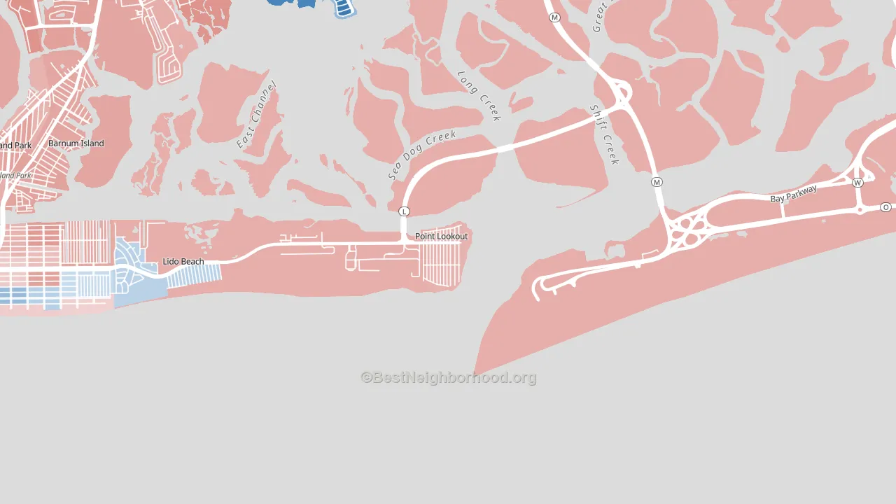 Point Lookout, NY block-group political-lean map