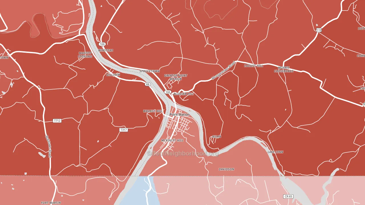 Point Marion, PA block-group political-lean map