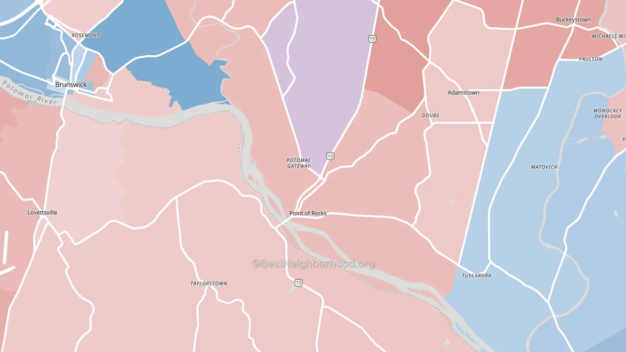 Point Of Rocks, MD block-group political-lean map