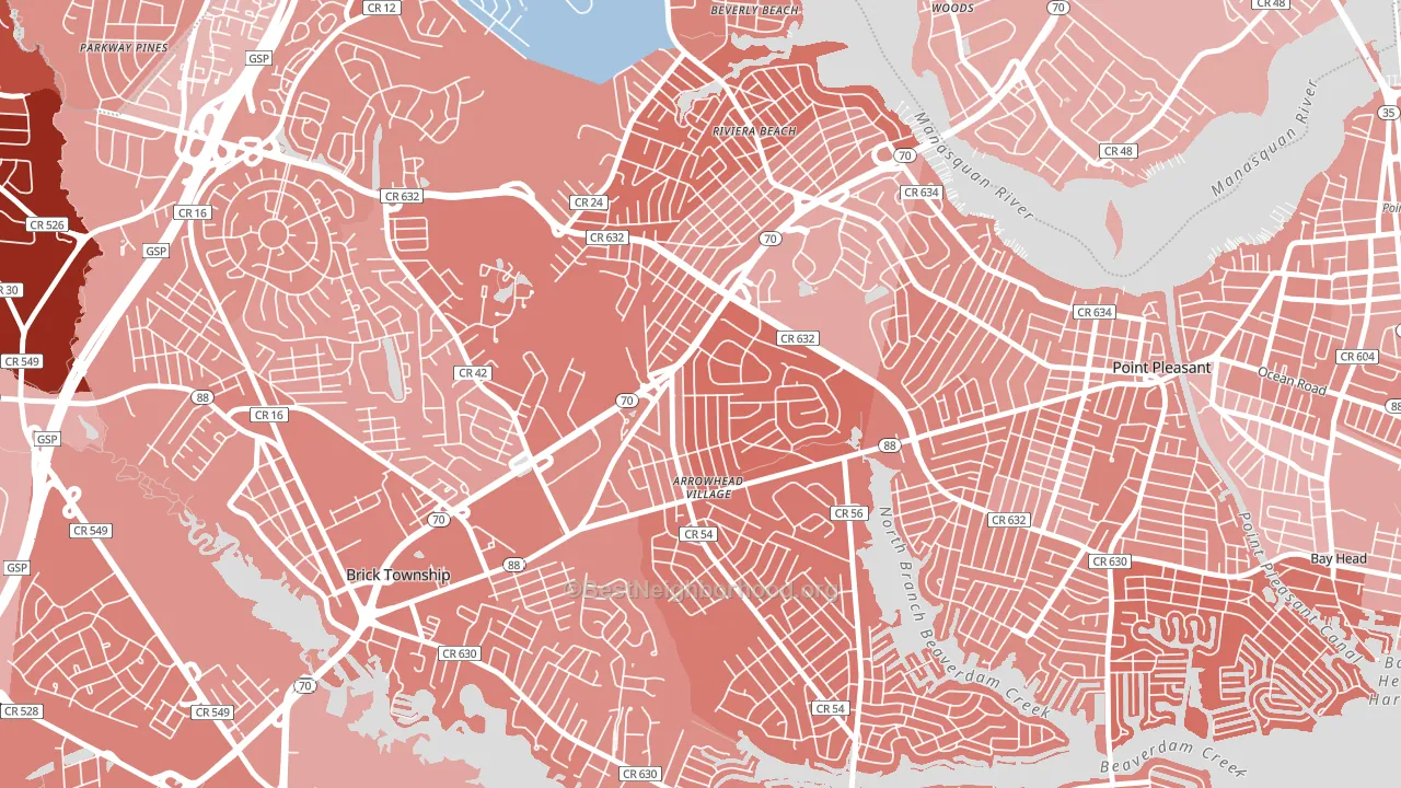 Point Pleasant Manor, Brick, NJ block-group political-lean map
