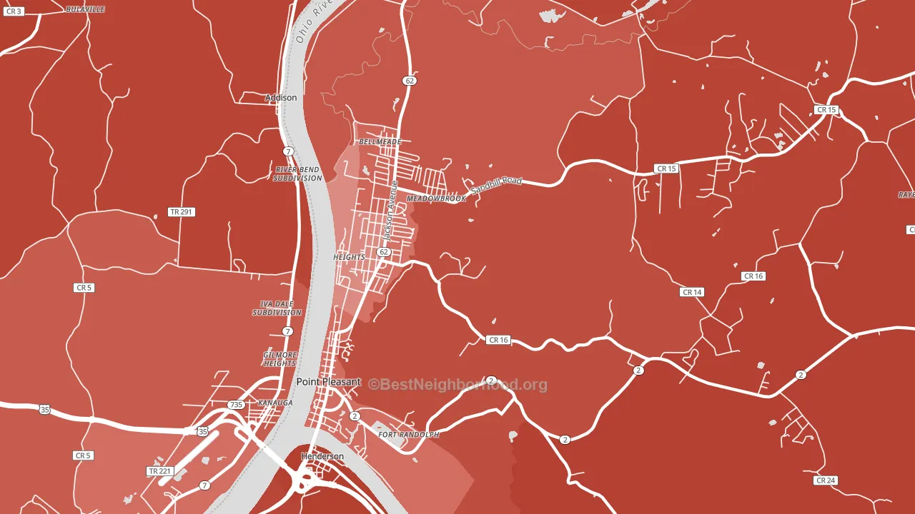 Point Pleasant, WV block-group political-lean map
