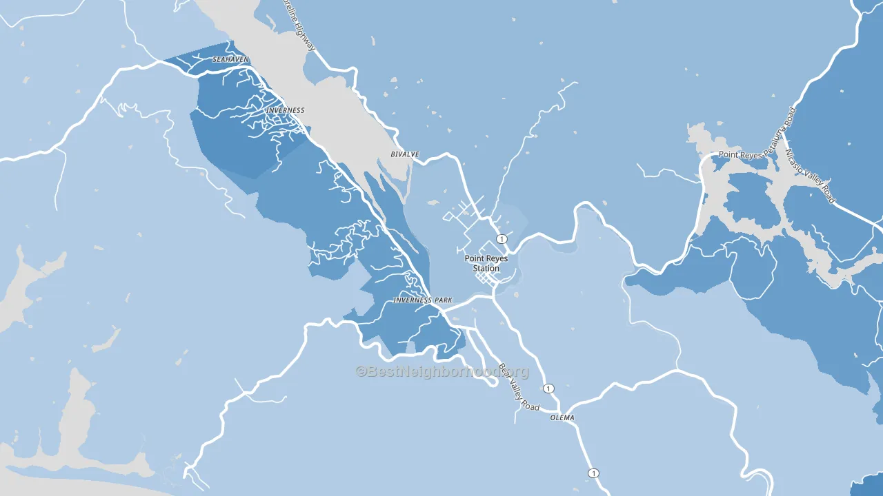 Point Reyes Station, CA block-group political-lean map