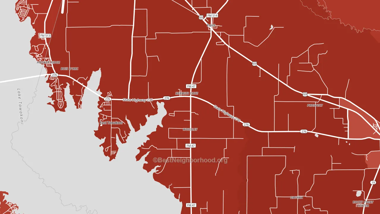 Point, TX block-group political-lean map