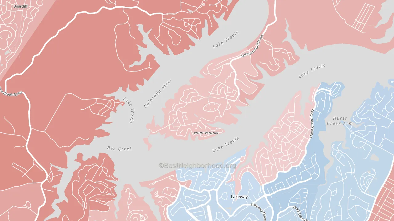 Point Venture, TX block-group political-lean map