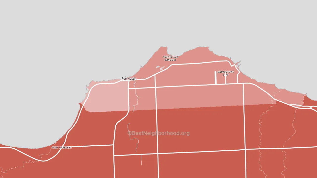Pointe Aux Barques, MI block-group political-lean map
