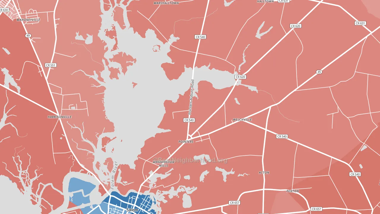 Pointers, NJ block-group political-lean map