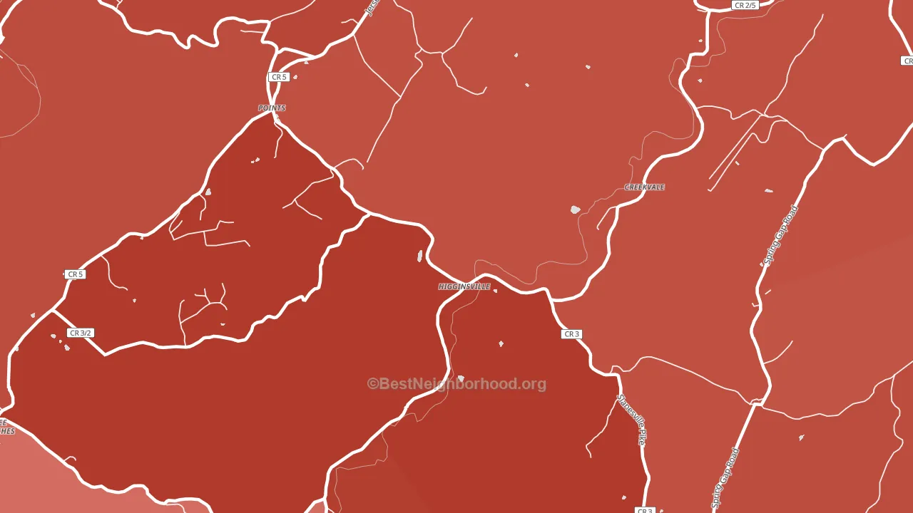 Points, WV block-group political-lean map