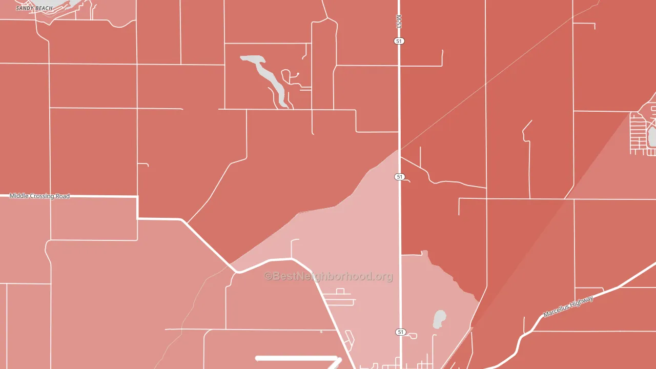 Pokagon, MI block-group political-lean map
