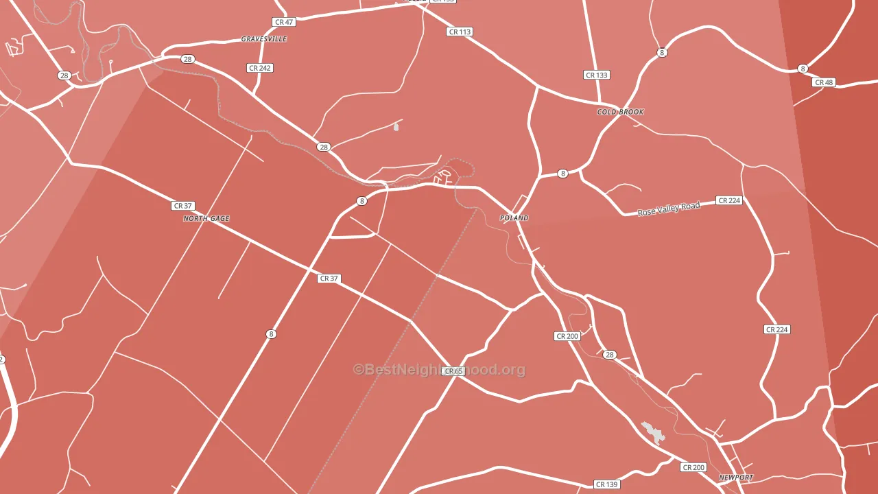 Poland, NY block-group political-lean map