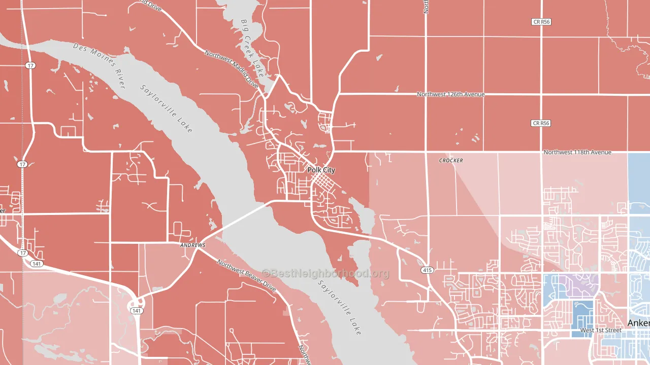 Polk City, IA block-group political-lean map