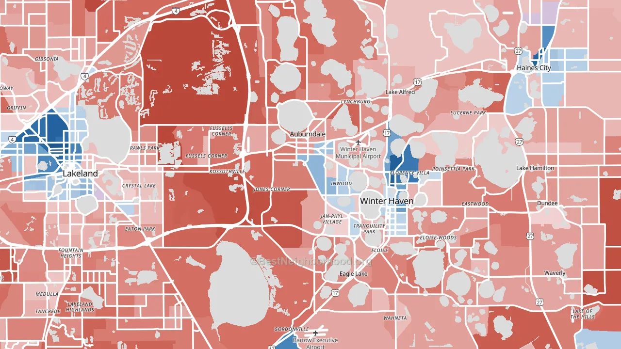 Polk County, FL block-group political-lean map