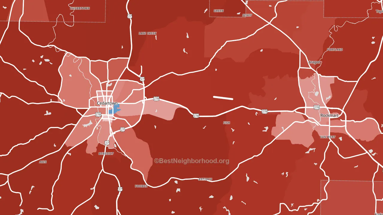 Polk County, GA block-group political-lean map