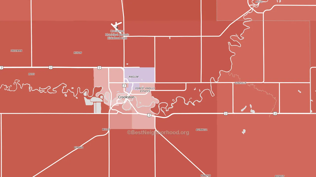Polk County, MN block-group political-lean map