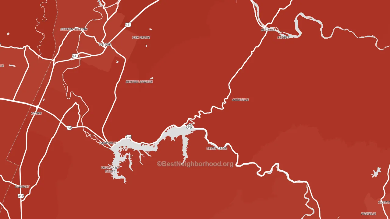 Polk County, TN block-group political-lean map