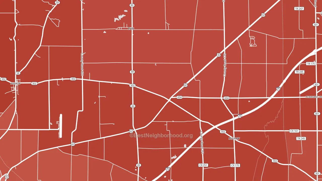 Polk, OH block-group political-lean map