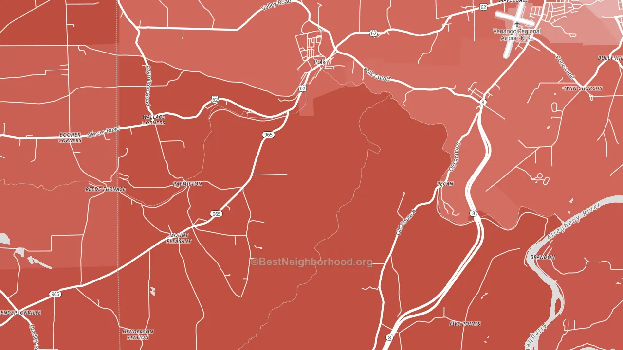 Polk, PA block-group political-lean map