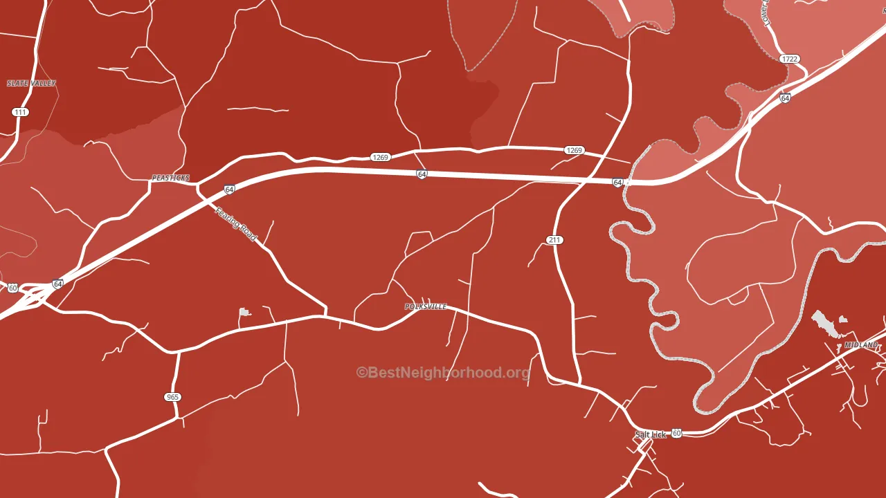 Polksville, KY block-group political-lean map