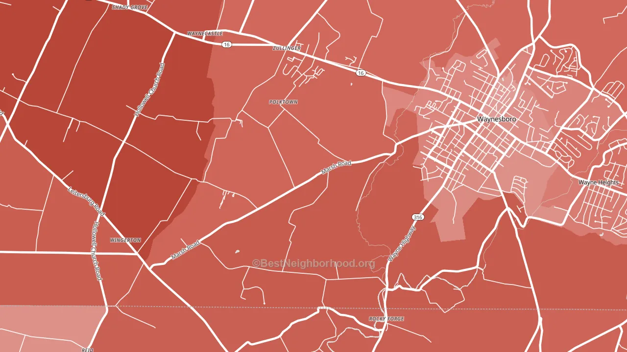 Polktown, PA block-group political-lean map