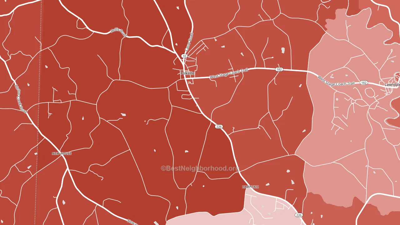 Polkville, NC block-group political-lean map