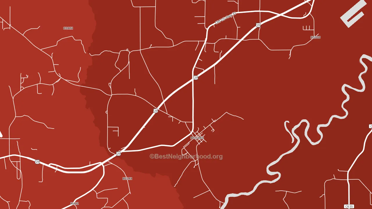 Pollard, AL block-group political-lean map
