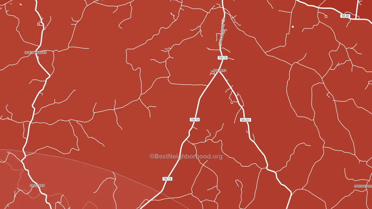 Pollard, TN block-group political-lean map