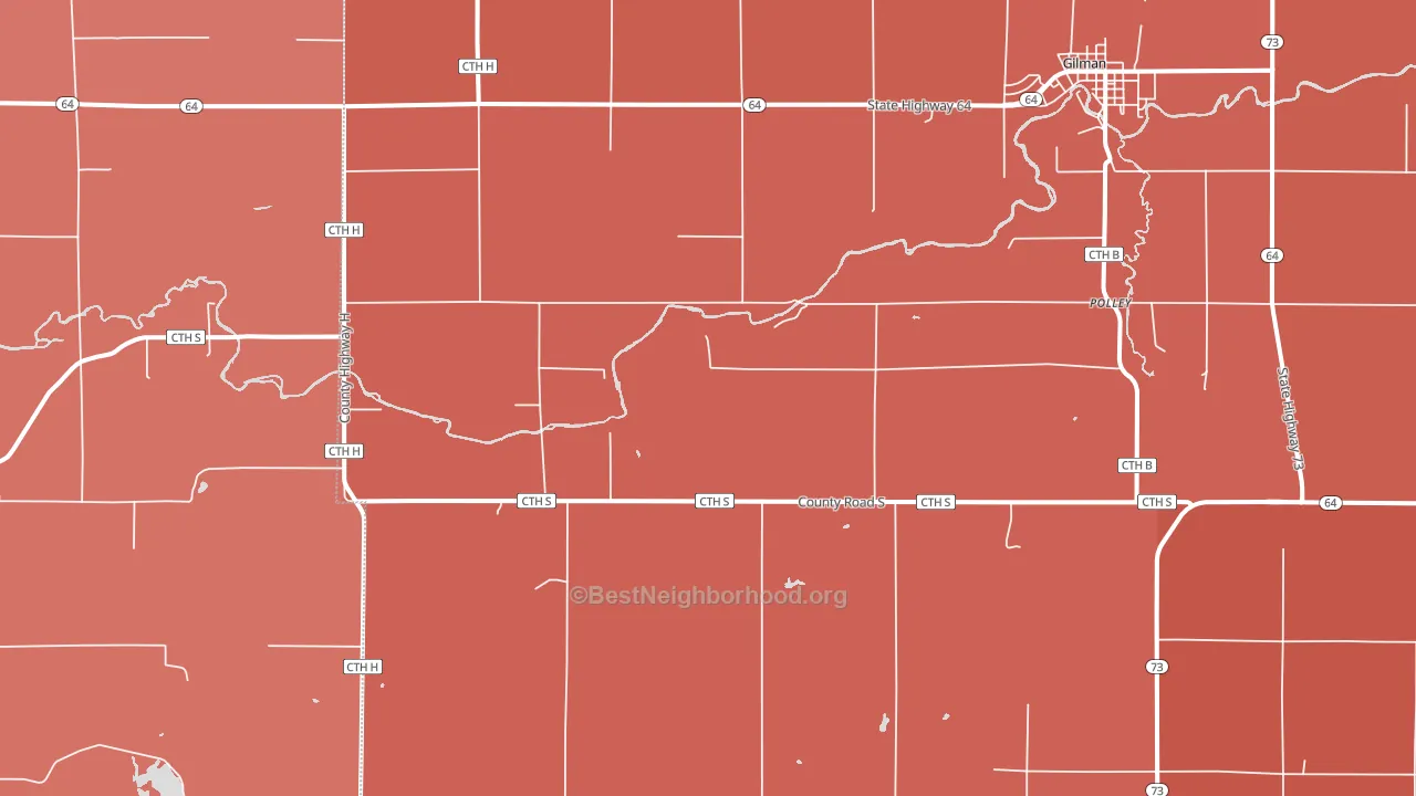 Polley, WI block-group political-lean map